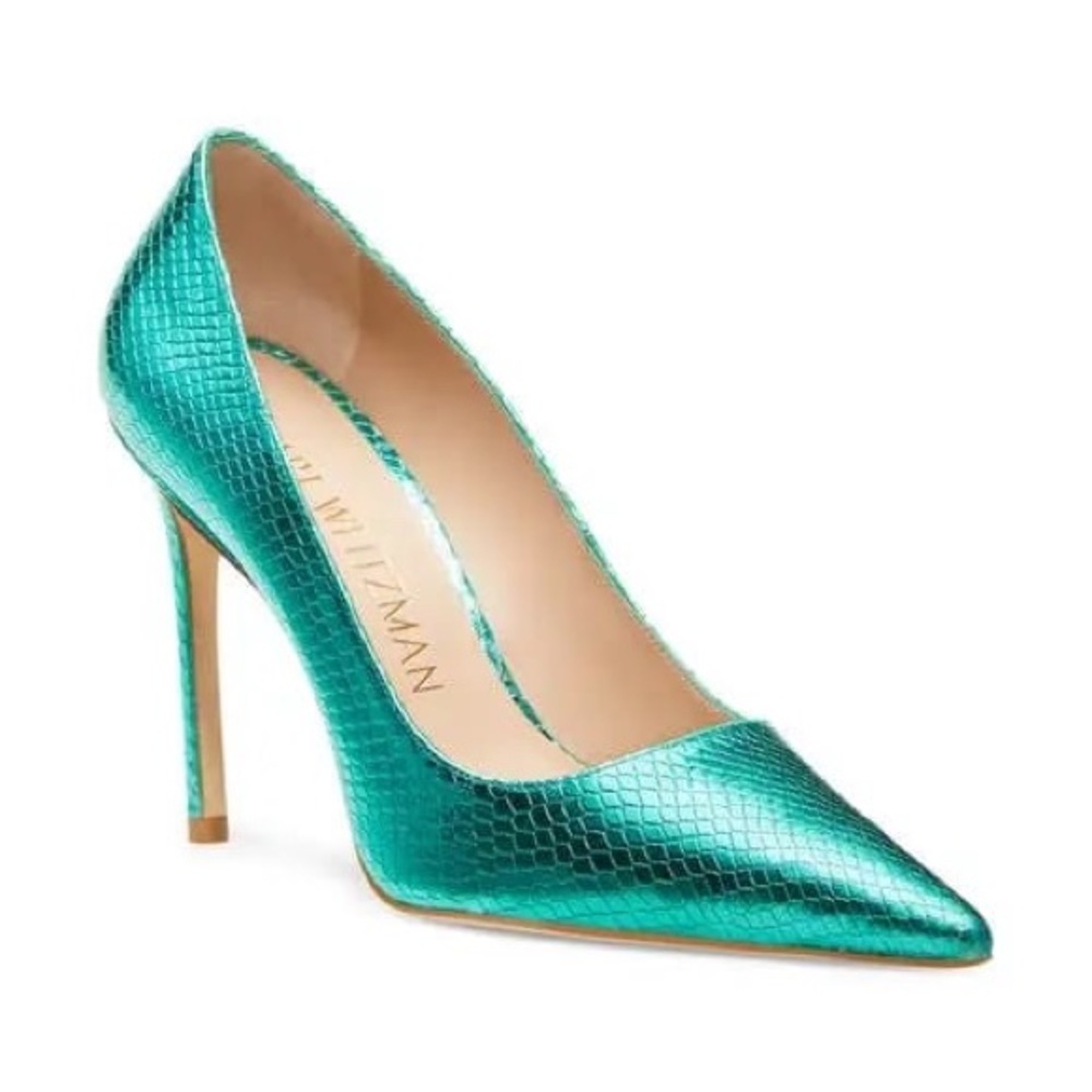 Stuart Weitzman Teal Snakeskin Heels